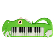 Pianoforte giocattolo per bambini 37 x 14,5 x 3,5 cm con musica e luci integrate design dinosauro verde PP 20_0018821