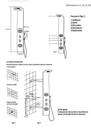 Colonna doccia multifunzione modello Maui - Nera