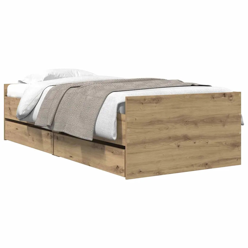 Struttura del letto con cassetto Rovere artigianale 90 x 190 cm