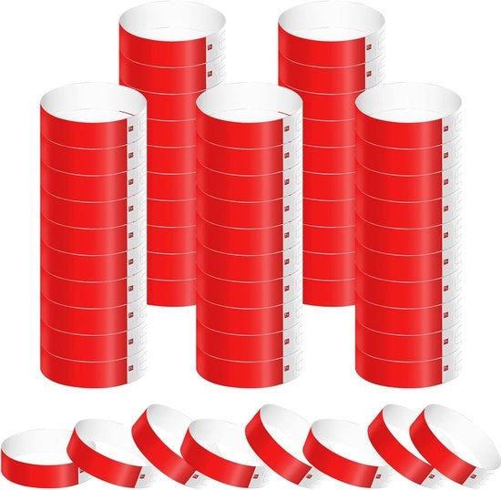 500 Armbandini di Papier, Impermeabili 500 Armbandini di Papier per Eventi Armbandini per Festival Musicali e Concerti (Rosso)
