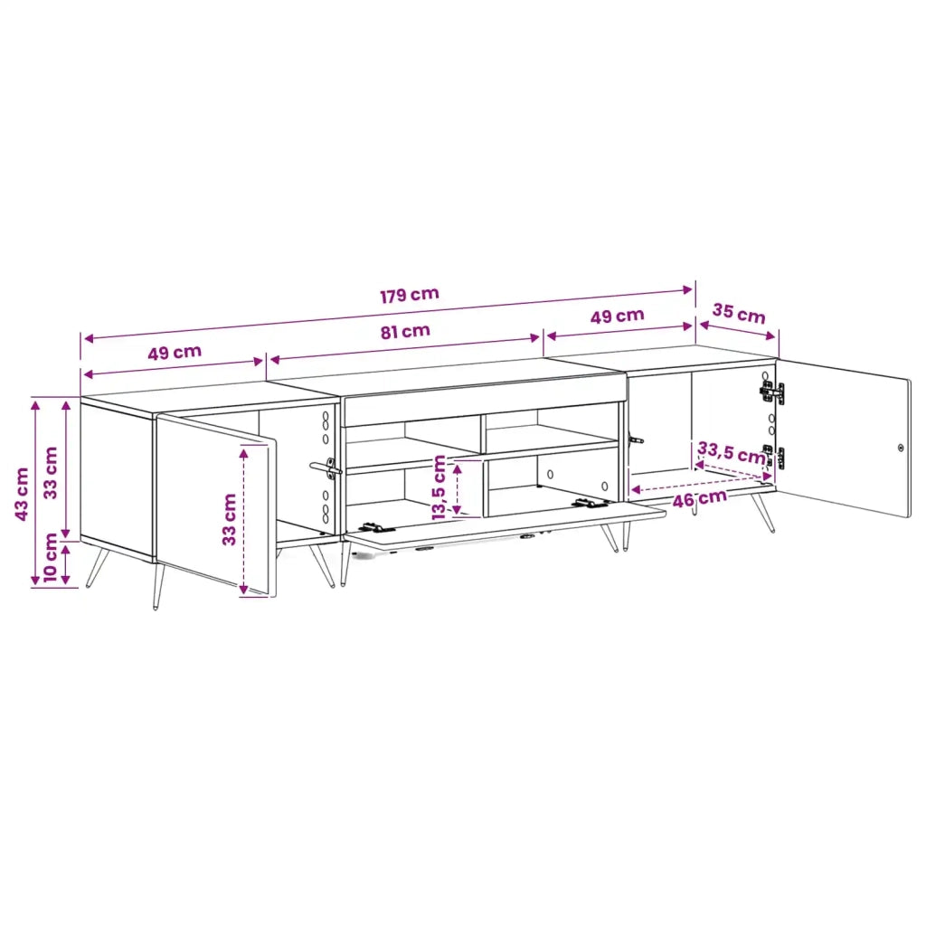 Mobile TV LED a 5 pezzi Grigio Cemento Legno ingegnerizzato 3416923
