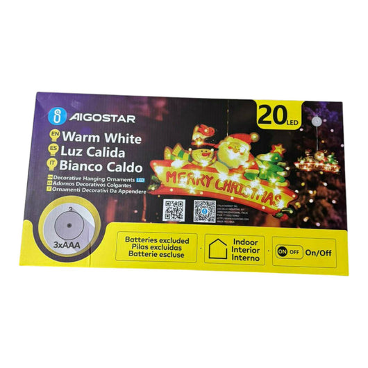 DECORAZIONE NATALIZIA FIGURA DI BUON NATALE CON LUCE A BATTERIE E VENTOSA