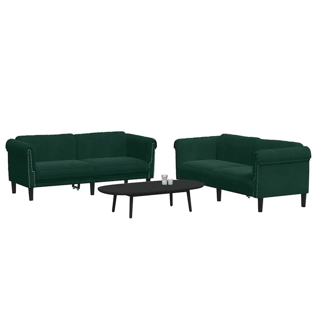Set di Divani 3 pz Verde Scuro in Velluto 3209211