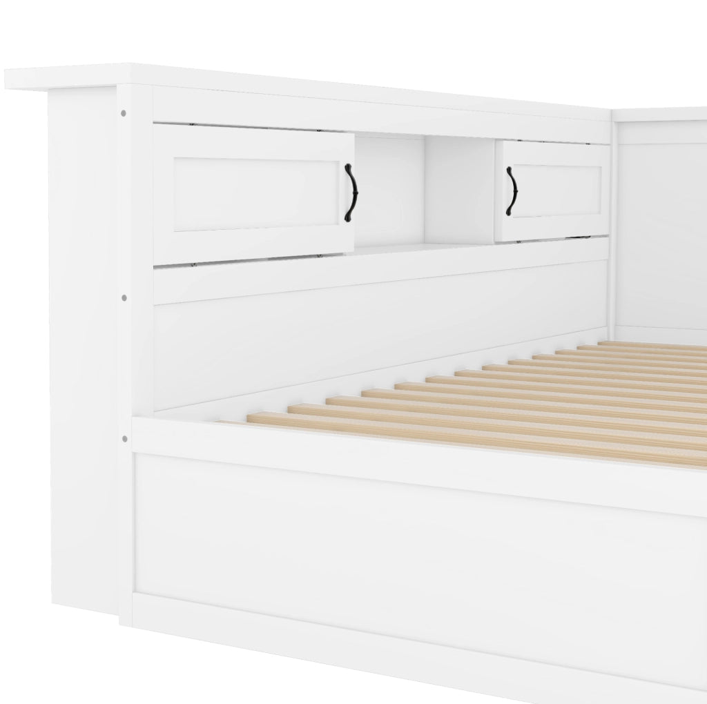Divano letto 204.5x117.4x91.5 cm con letto estraibile; pannelli truciolari e MDF; bianco