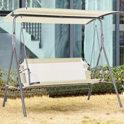 Dondolo da Giardino 3 Posti 172cm Tettuccio Regolabile Impermeabile Struttura Acciaio Beige
