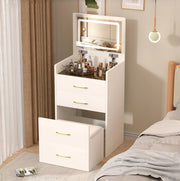 Tavolo da trucco 60x40x118 cm con specchio apribile; MDF bianco