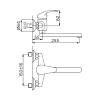 Miscelatore per lavello bocca girevole con attacco a perete serie titan cromato