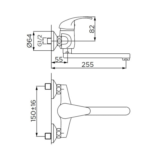 Miscelatore per lavello bocca girevole con attacco a perete serie titan cromato