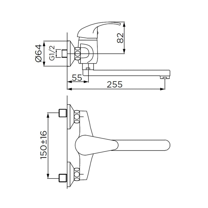Miscelatore per lavello bocca girevole con attacco a perete serie titan cromato