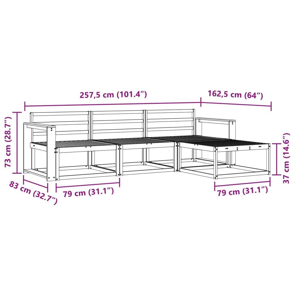 Set di divani da esterno 4 pcs Naturale