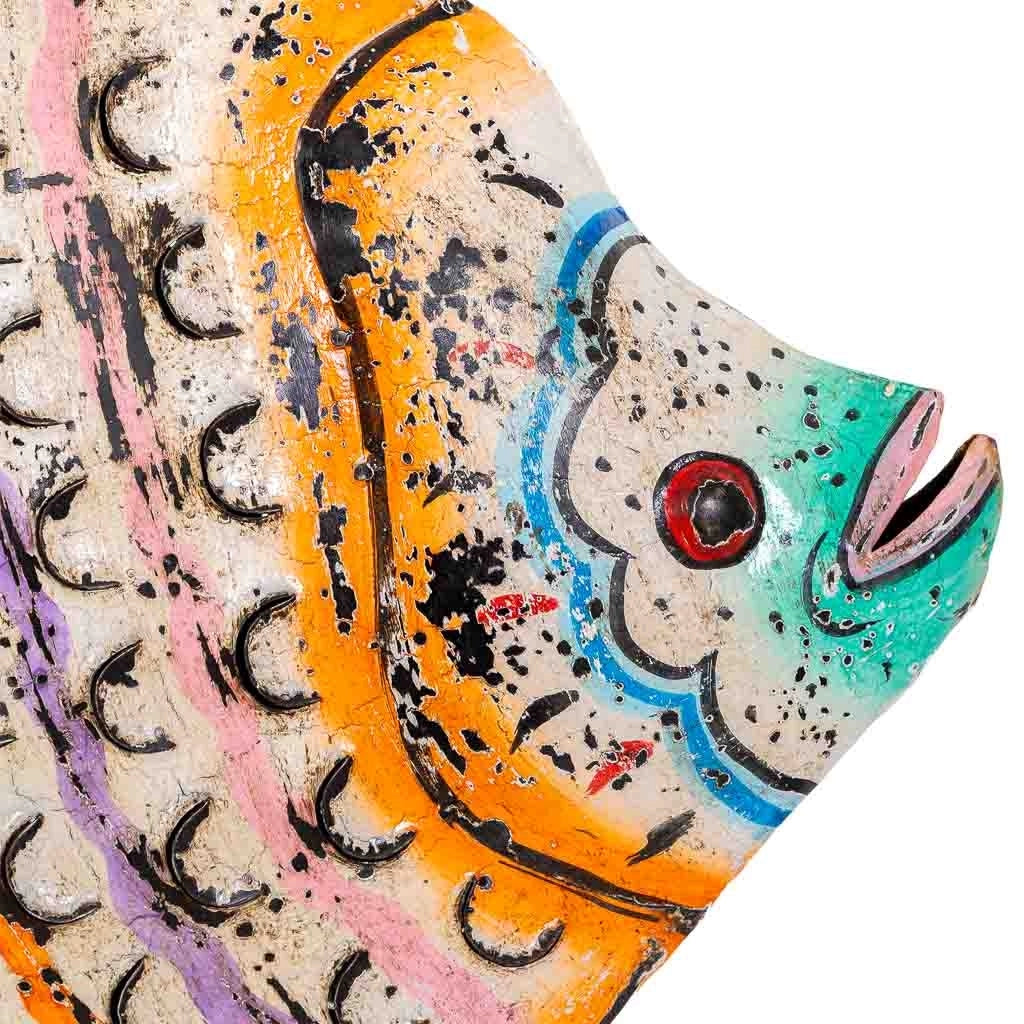 Figura di pesce in metallo multicolore, 58x15x61h cm