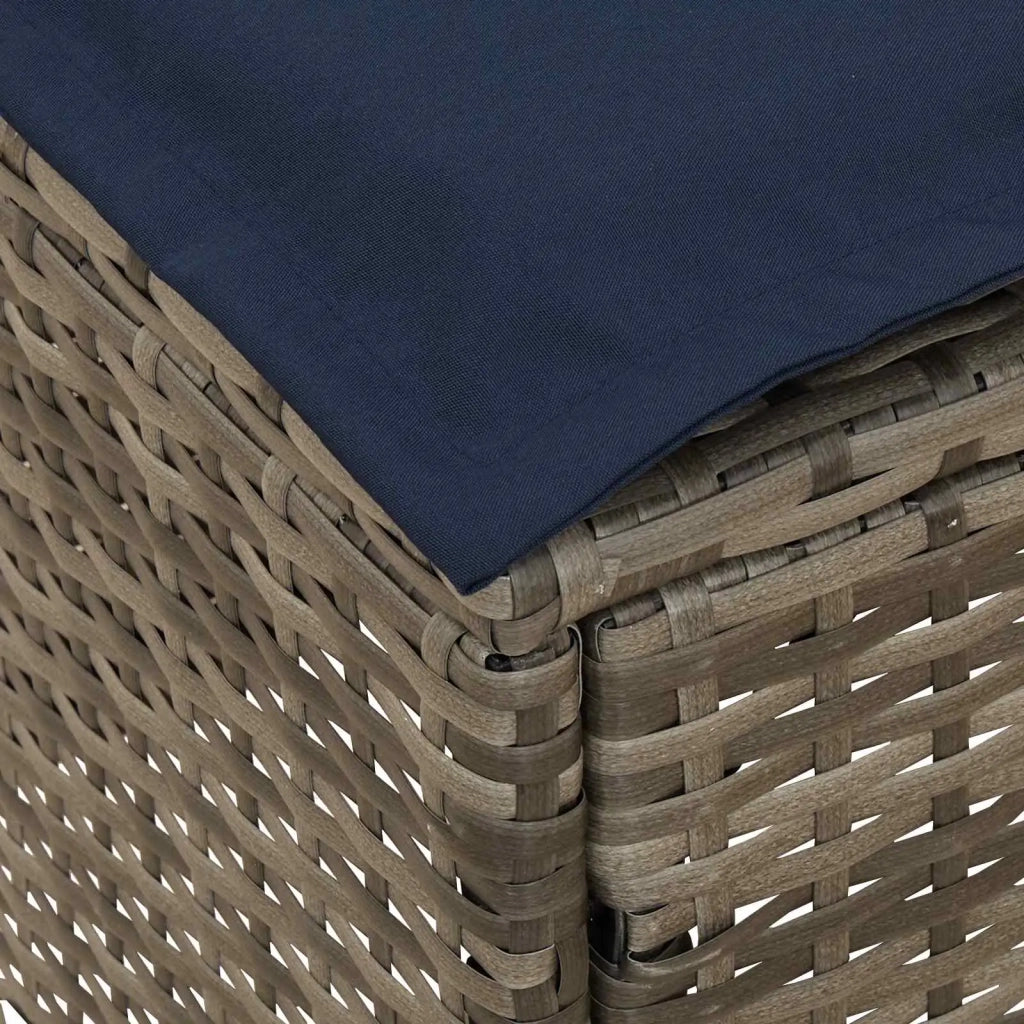 Sedia da giardino-Poggiapiedi da Giardino Grigio e Blu Navy 80 x 38 x 42 cm