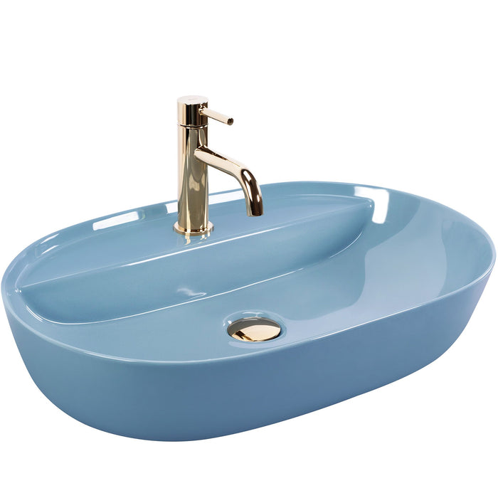 Lavabo Da Appoggio Rea Aura 61 L.blue Shiny