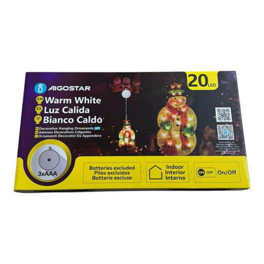 DECORAZIONE NATALIZIA FIGURA DEL PUPAZZO DI NEVE CON LUCE A BATTERIE E VENTOSA