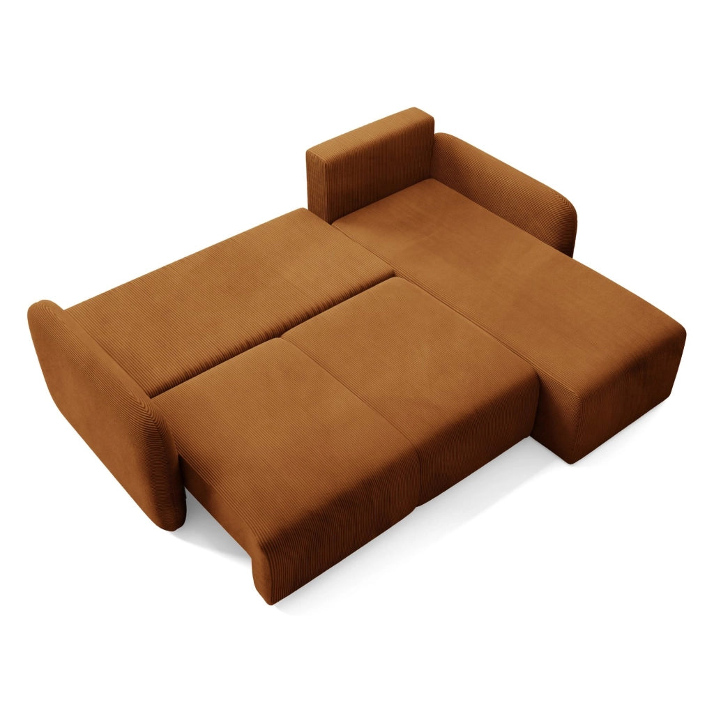 Ranco, Divano Letto con Penisola Contenitore, 245x185 cm Arancione