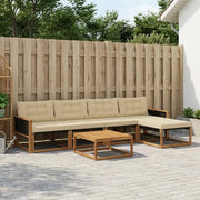Set di divani da esterno con cuscino 6 pcs Naturale e Beige 3381369