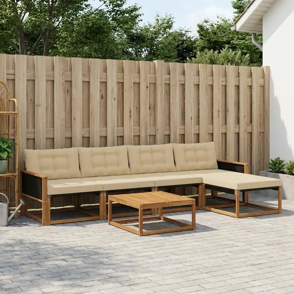 Set di divani da esterno con cuscino 6 pcs Naturale e Beige 3381369