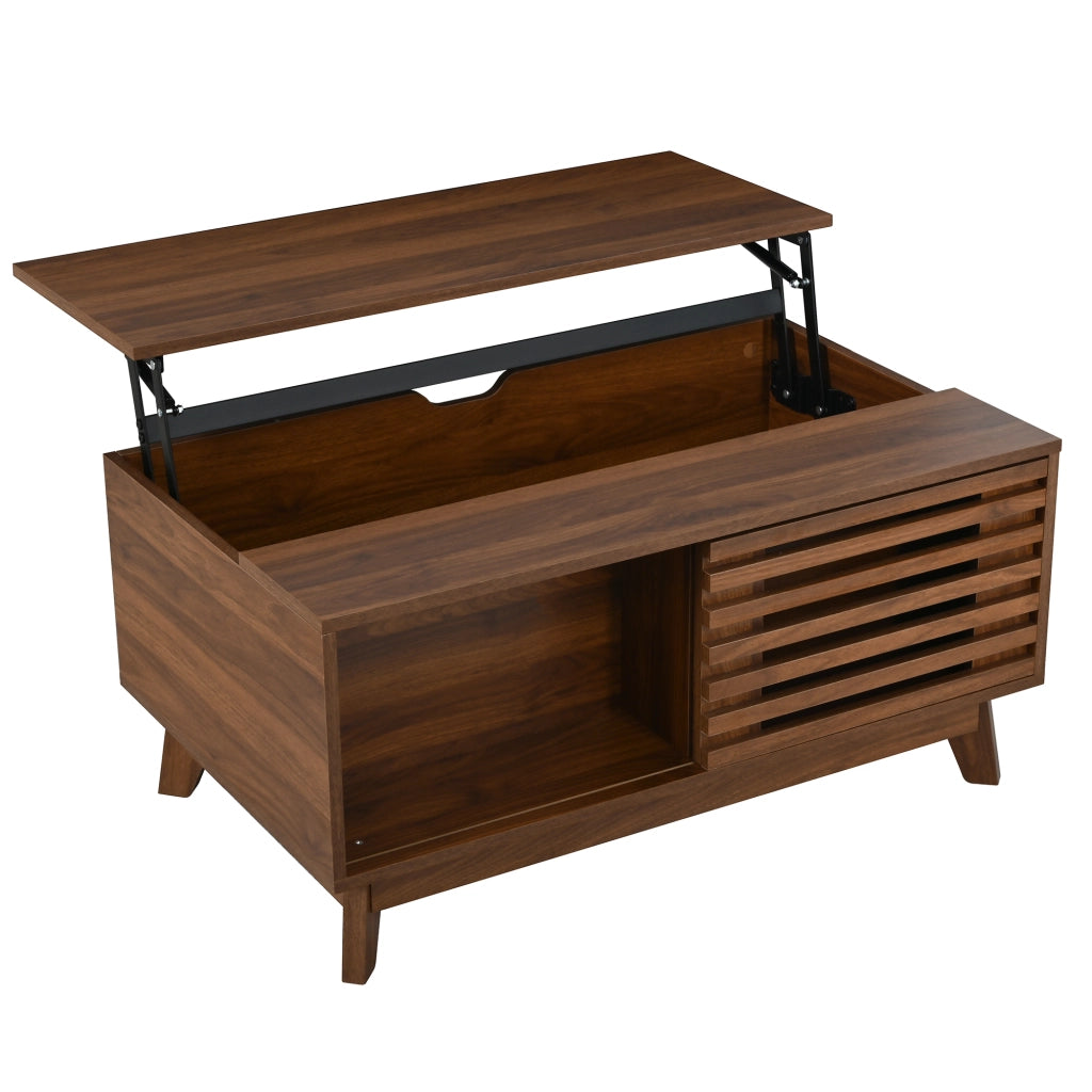 Tavolino da caffè 90x55x57.5 cm con piano elevabile in MDF noce
