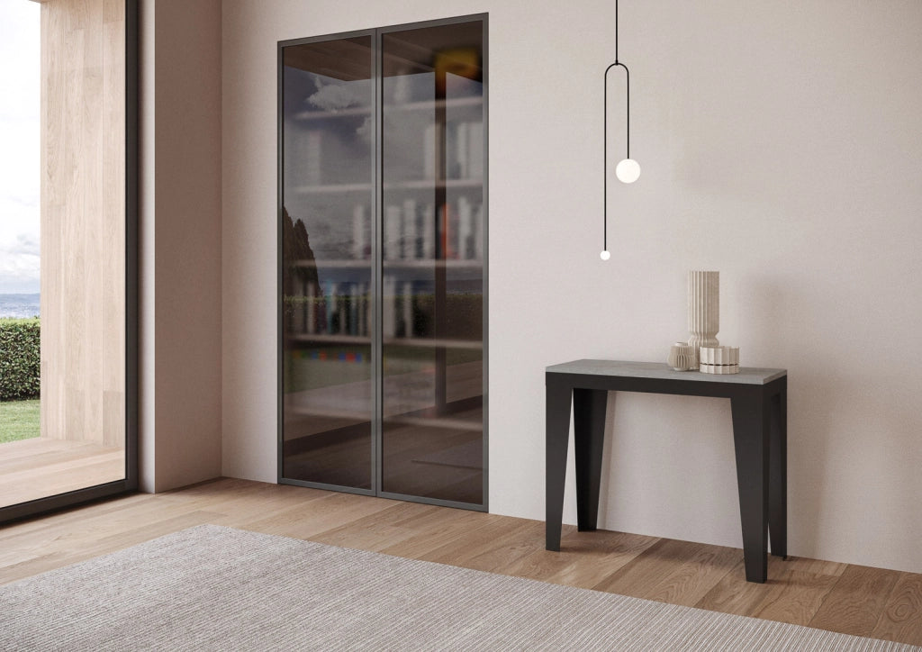 Consolle Allungabile 90-300x40x77 cm in Nobilitato Grigio