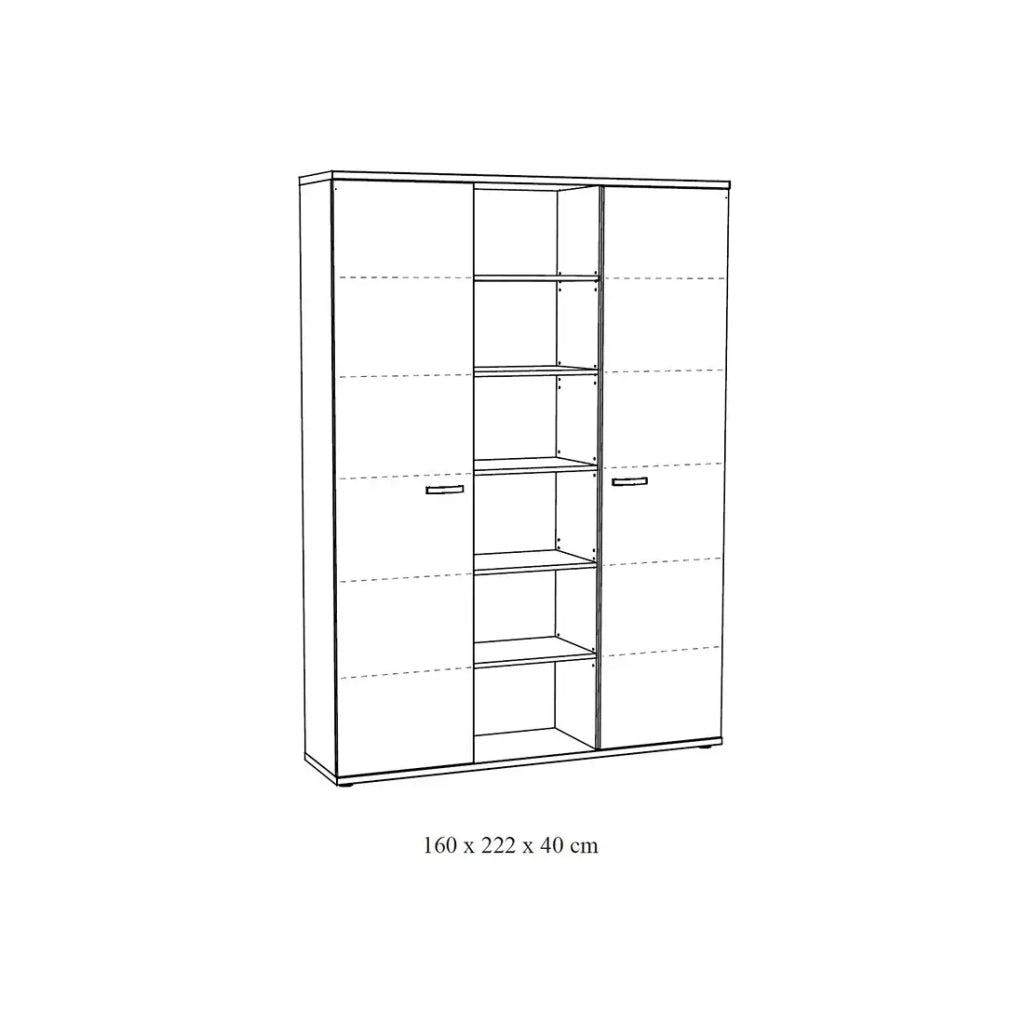 Mobile alto per ufficio con 2 porte e scaffali in colore rovere chiaro - Collezione YUKON