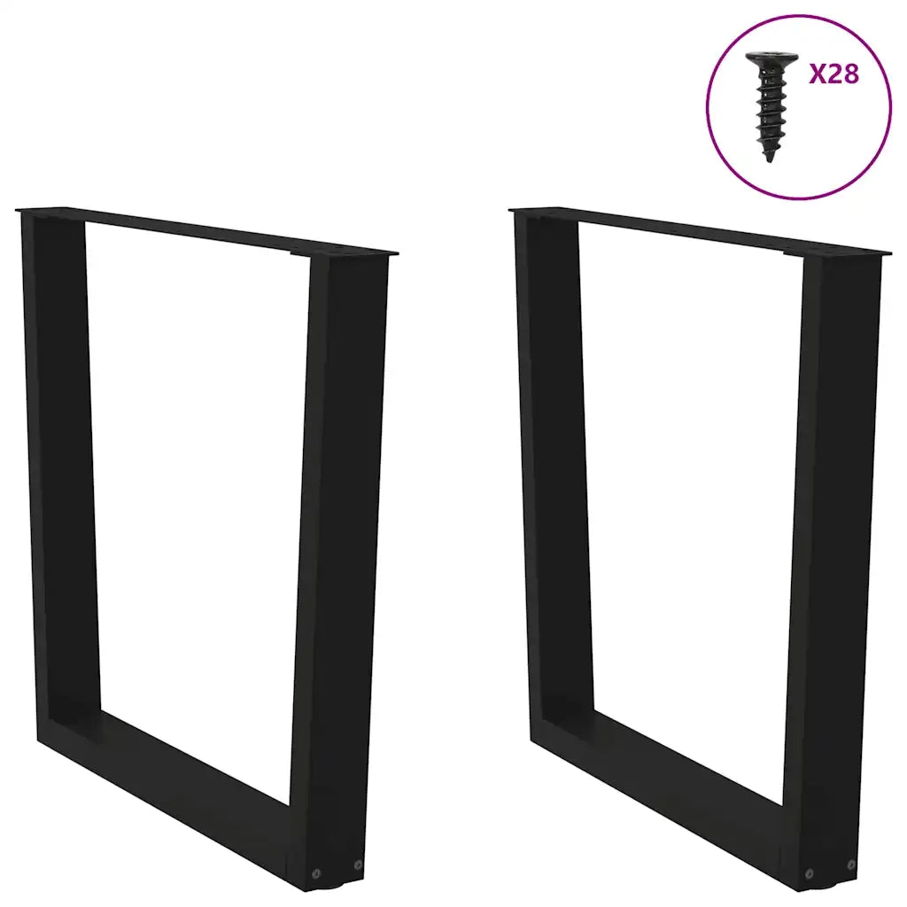 Gambe per tavolo da pranzo a forma di V 2 pz nere 80x(72-73,3) cm in acciaio 4012648