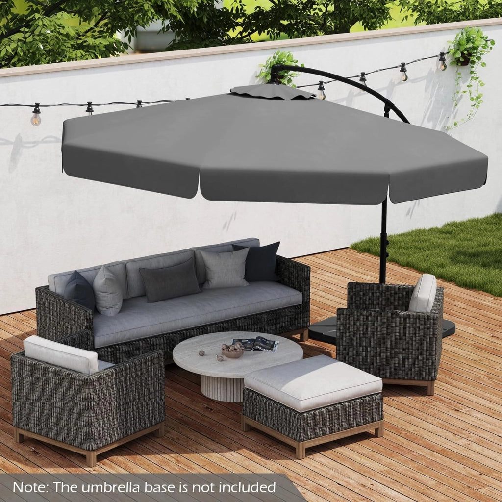 Ombrellone rotondo deportato, Φ 305 cm, Ombrellone da giardino pieghevole, angelo regolabile da 0 a 35°, base incrociata, ombrellone su piedistallo, φ290 cm, altezza 250 cm, per balcone