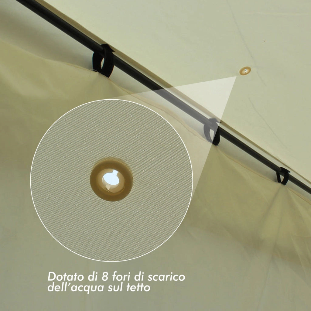 Gazebo da Giardino 3x4m ¨C Minimal ¨C Acciaio con Tende Crema