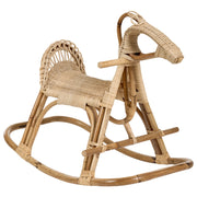 Sedia Cavallo a dondolo per bambini in rattan naturale Boho rustico per interni per il patio