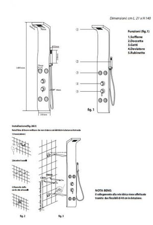 Colonna doccia multifunzione modello Kalamos - Bianco opaco