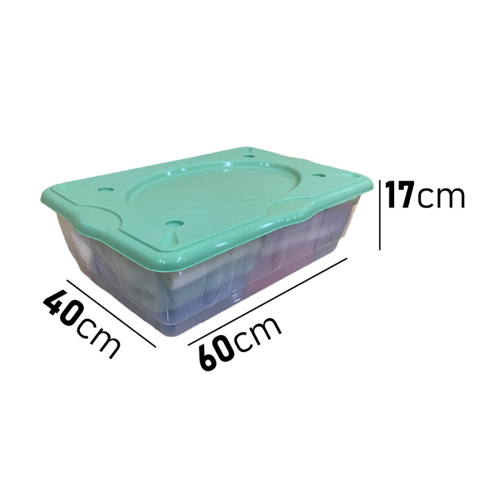 Kit 3pz Scatole Porta Tutto Porta Oggetti Plastica Trasparente 4Ruote 60x40 H17cm