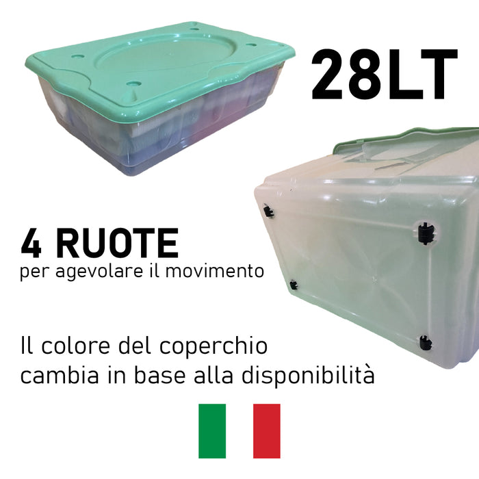 Kit 3pz Scatole Porta Tutto Porta Oggetti Plastica Trasparente 4Ruote 60x40 H17cm