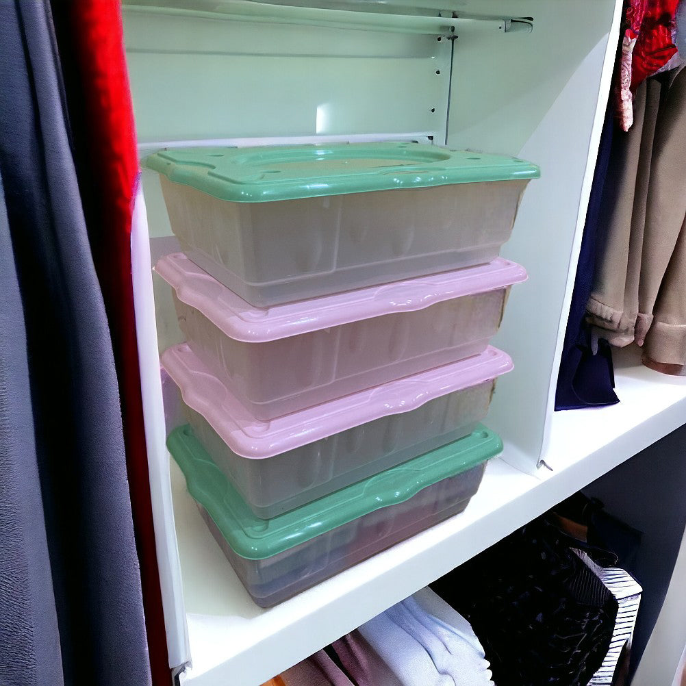 Kit 3pz Scatole Porta Tutto Porta Oggetti Plastica Trasparente 4Ruote 60x40 H17cm