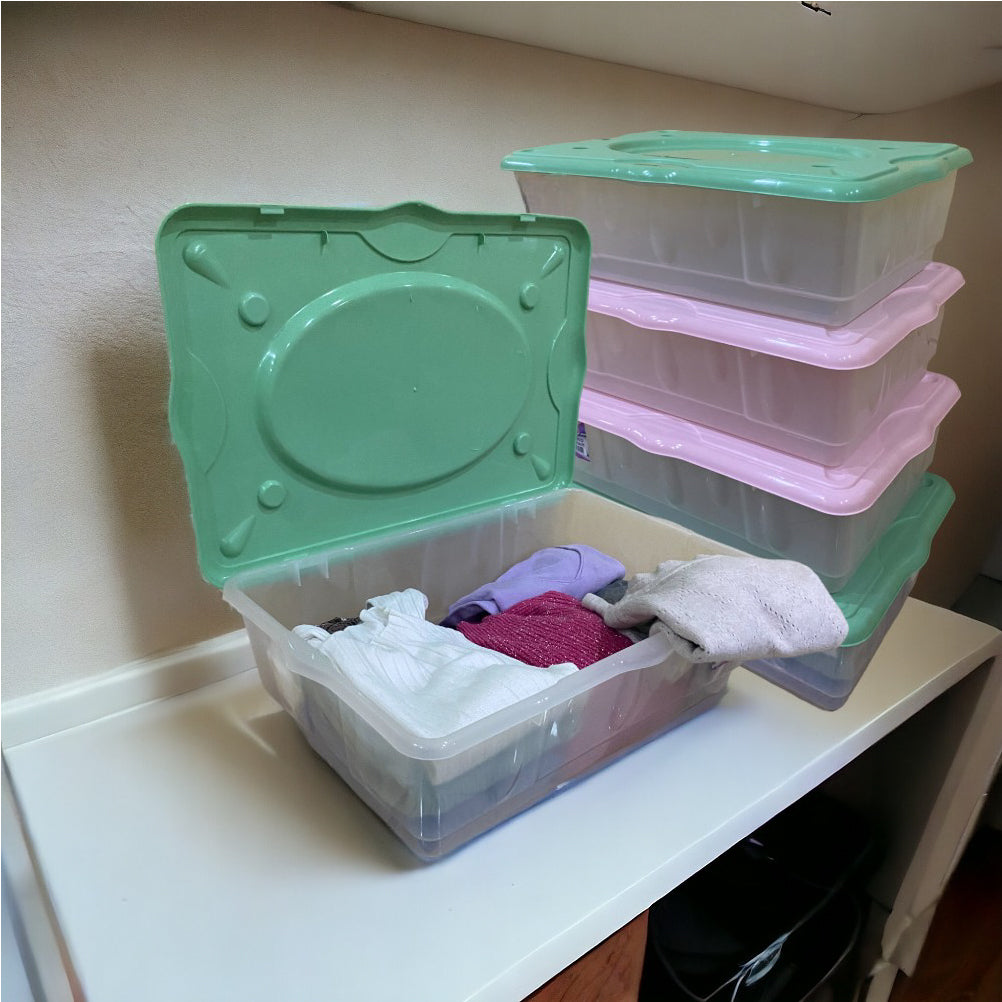 Kit 3pz Scatole Porta Tutto Porta Oggetti Plastica Trasparente 4Ruote 60x40 H17cm