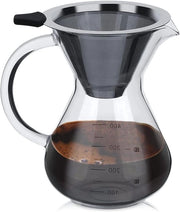 Kit di Caffè Fatto a Mano con Filtro - Caffettiera Reutilizzabile con Vaso di Borosilicato e Filtrazione