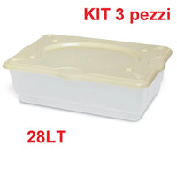 Kit 3pz Scatole Porta Tutto Porta Oggetti Plastica Trasparente 4Ruote 60x40 H17cm