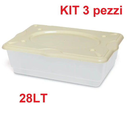 Kit 3pz Scatole Porta Tutto Porta Oggetti Plastica Trasparente 4Ruote 60x40 H17cm