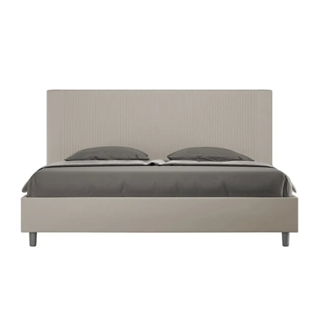 Letto matrimoniale king size senza rete imbottito 200x210 similpelle tortora Goya