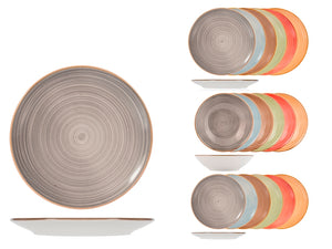 Servizio 18 piatti tavola opera in stoneware colori assortiti