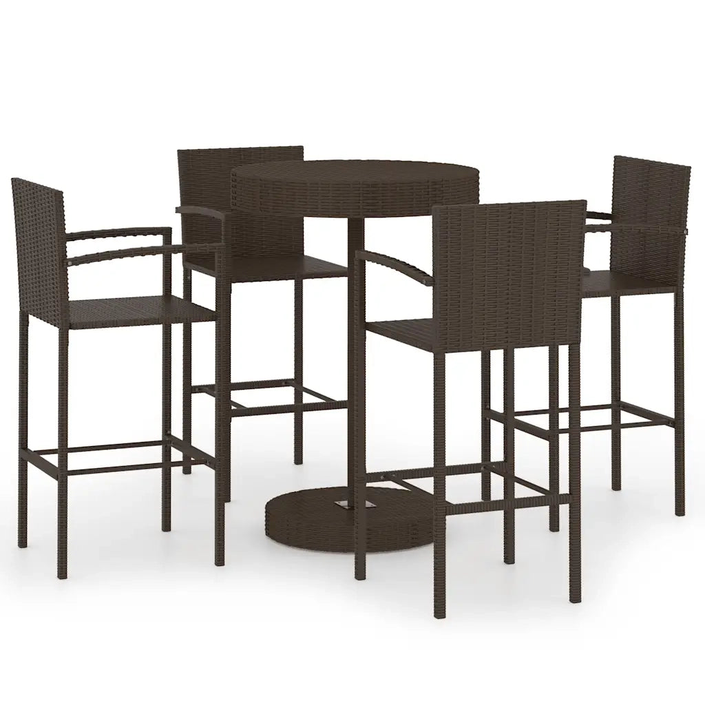 Set da Bar da Giardino 5 pz in Polyrattan Marrone 3064771