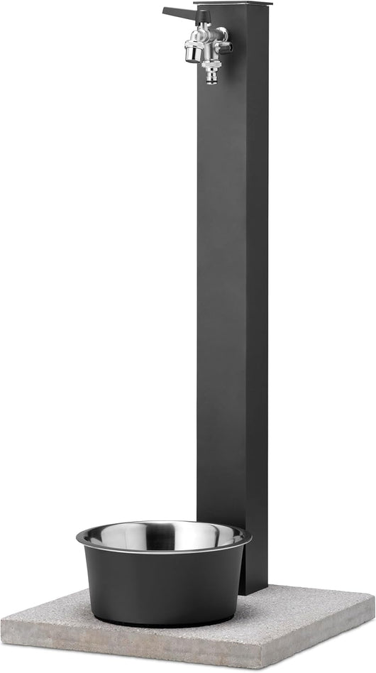 Fontana da giardino per cani e gatti Made in Italy con ciotola rimovibile, Antracite Bel-Fer REX
