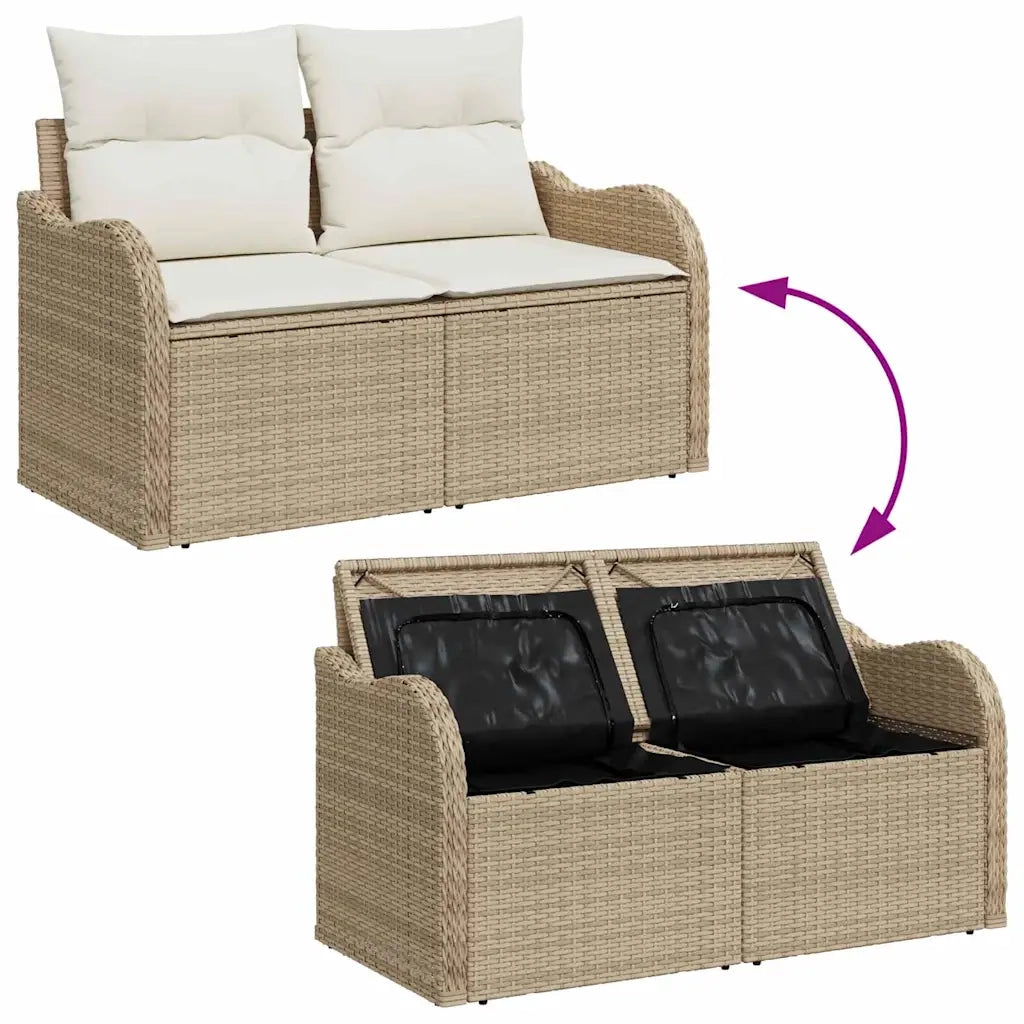 Set Divano da Giardino con cuscino 4 pz | Set Salotto da Giardino Poly Rattan