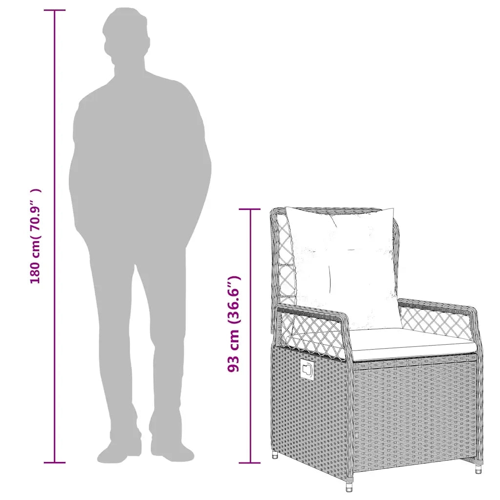 Set da Pranzo da Giardino 5 pz con Cuscini in Polyrattan Grigio