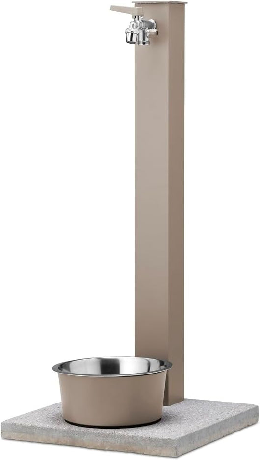 Fontana da giardino per cani e gatti Made in Italy con ciotola rimovibile, Tortora Bel-Fer REX