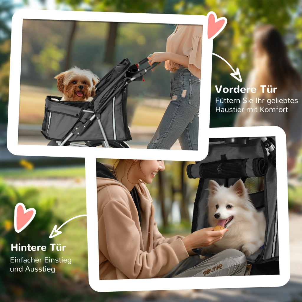 Carrello per animali domestici pieghevole ¨C zephmum ¨C 75x45x97 cm grigio scuro
