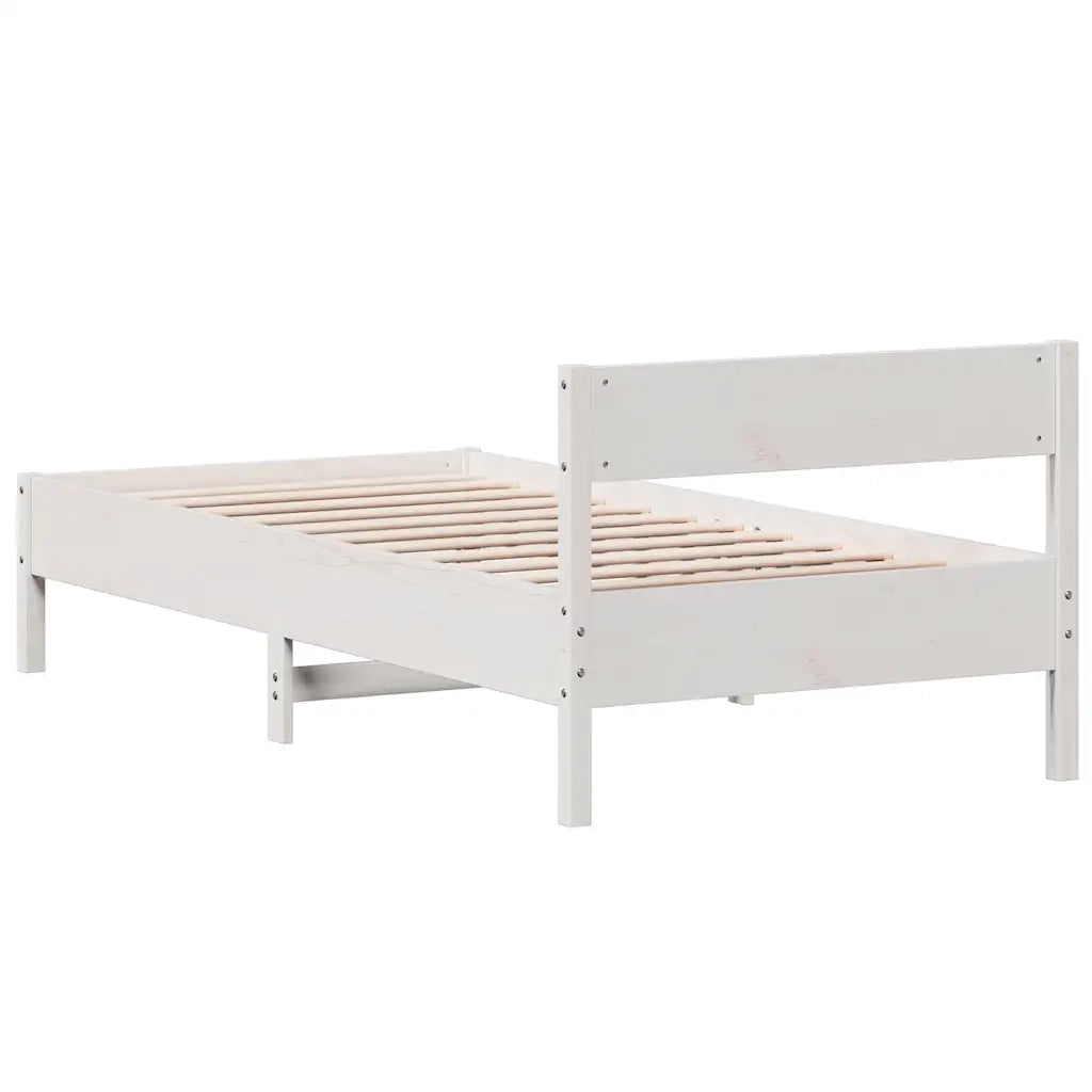 Letto senza Materasso-Struttura Letto Bianco 90x190 cm in Legno Massello Pino 497249