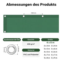 Telone occhiellato verde 4 x 8 m resistente alle intemperie e a raggi UV, impermeabile, robusto telo di protezione in poliestere 650 g/m² con rivestimento in PVC