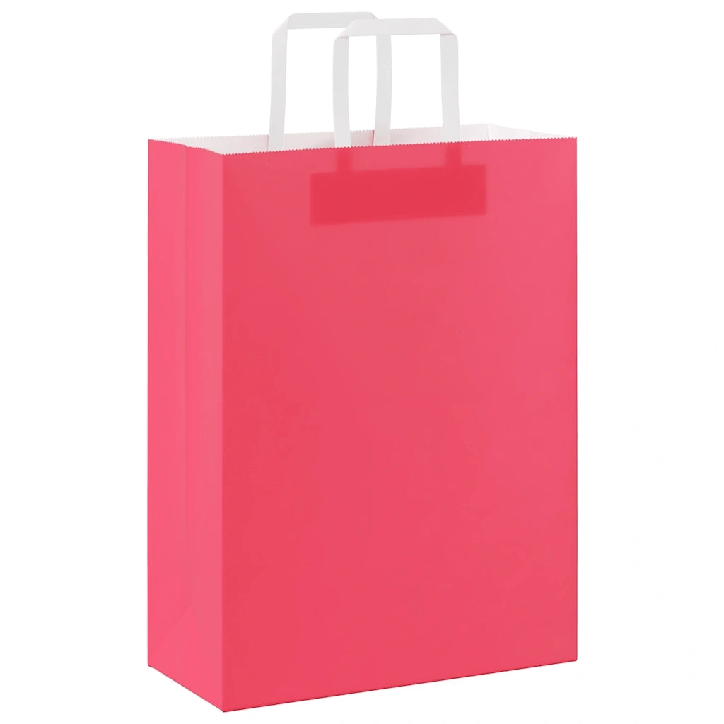 vidaXL Sacchetti di Carta 50 pz con Manici Rosa 26x12x35 cm