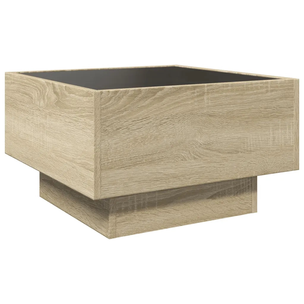 Tavolino Salotto con LED-Tavolino da soggiorno-Tavolo Rovere Sonoma 50x50x30 cm Multistrato