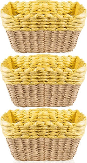 Set di 3 cesti per bambini in rafia biologica, ecocompatibili, con cavo di ricarica e decorazioni per la camera da bagno.
