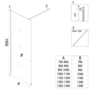 Parete Doccia Rea Flexi Transparent / Black 90